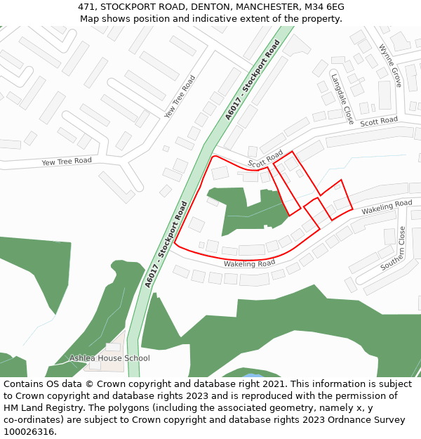 471, STOCKPORT ROAD, DENTON, MANCHESTER, M34 6EG: Location map and indicative extent of plot