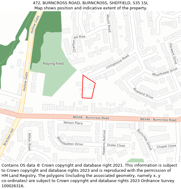 472, BURNCROSS ROAD, BURNCROSS, SHEFFIELD, S35 1SL: Location map and indicative extent of plot