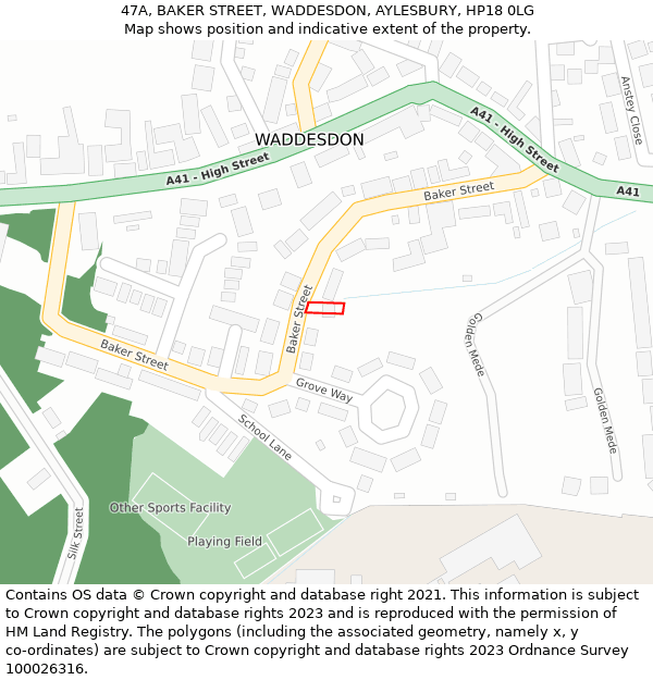 47A, BAKER STREET, WADDESDON, AYLESBURY, HP18 0LG: Location map and indicative extent of plot