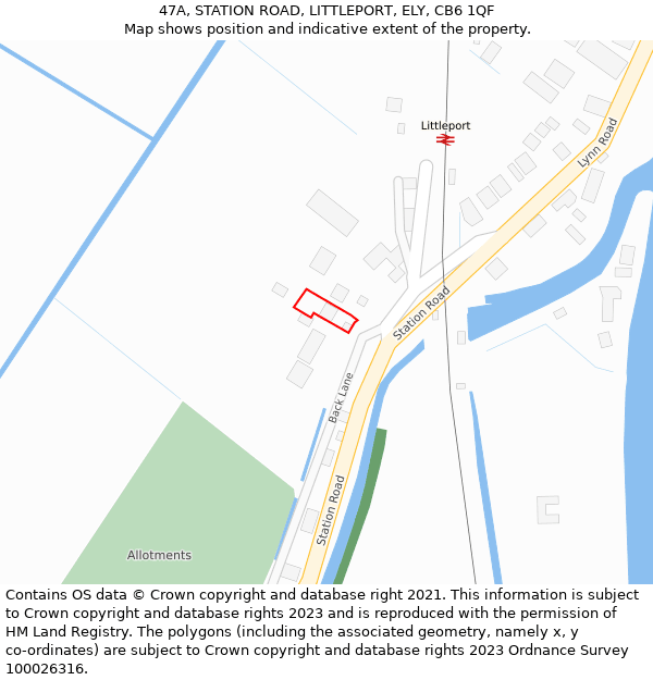 47A, STATION ROAD, LITTLEPORT, ELY, CB6 1QF: Location map and indicative extent of plot