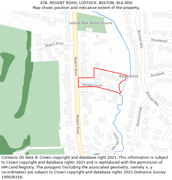 47B, REGENT ROAD, LOSTOCK, BOLTON, BL6 4DG: Location map and indicative extent of plot