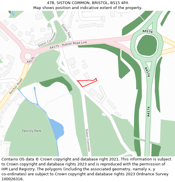 47B, SISTON COMMON, BRISTOL, BS15 4PA: Location map and indicative extent of plot