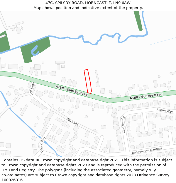 47C, SPILSBY ROAD, HORNCASTLE, LN9 6AW: Location map and indicative extent of plot