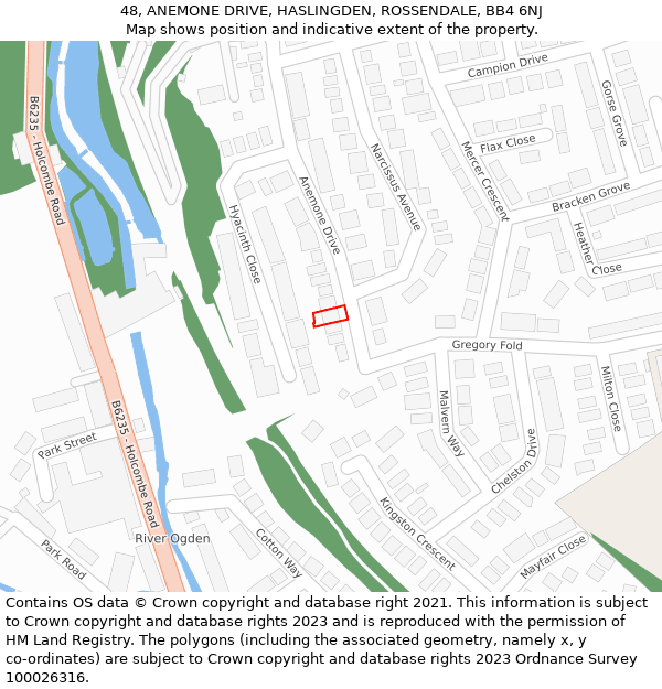 48, ANEMONE DRIVE, HASLINGDEN, ROSSENDALE, BB4 6NJ: Location map and indicative extent of plot