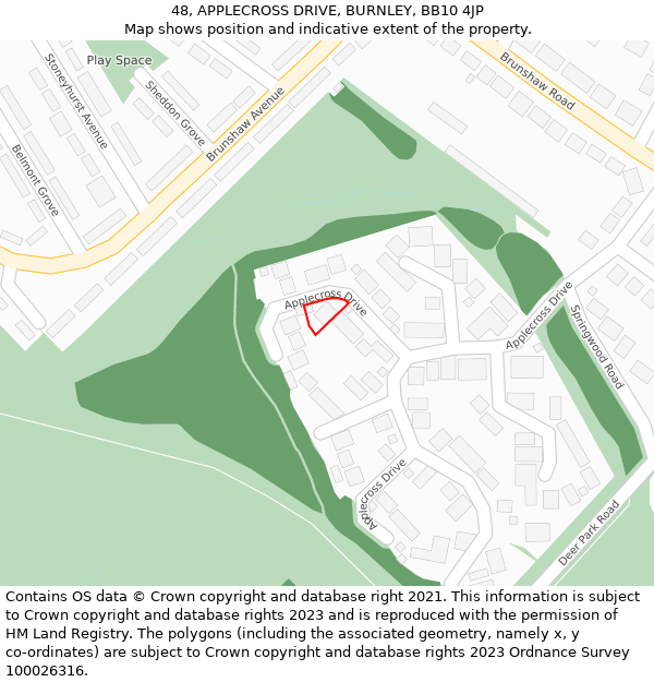 48, APPLECROSS DRIVE, BURNLEY, BB10 4JP: Location map and indicative extent of plot