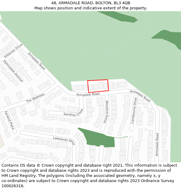 48, ARMADALE ROAD, BOLTON, BL3 4QB: Location map and indicative extent of plot