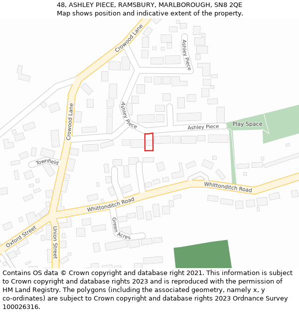 48, ASHLEY PIECE, RAMSBURY, MARLBOROUGH, SN8 2QE: Location map and indicative extent of plot