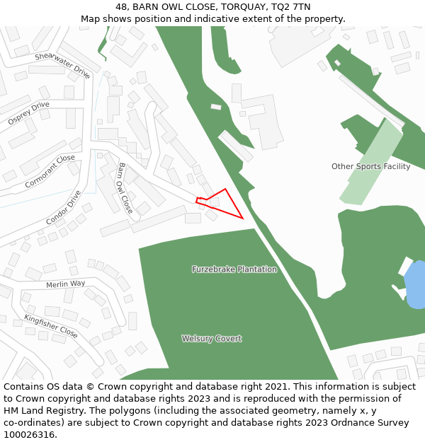 48, BARN OWL CLOSE, TORQUAY, TQ2 7TN: Location map and indicative extent of plot