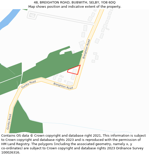 48, BREIGHTON ROAD, BUBWITH, SELBY, YO8 6DQ: Location map and indicative extent of plot