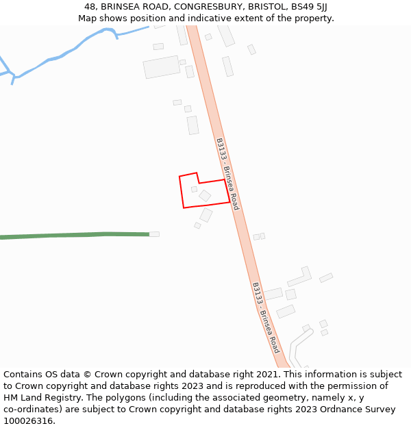 48, BRINSEA ROAD, CONGRESBURY, BRISTOL, BS49 5JJ: Location map and indicative extent of plot