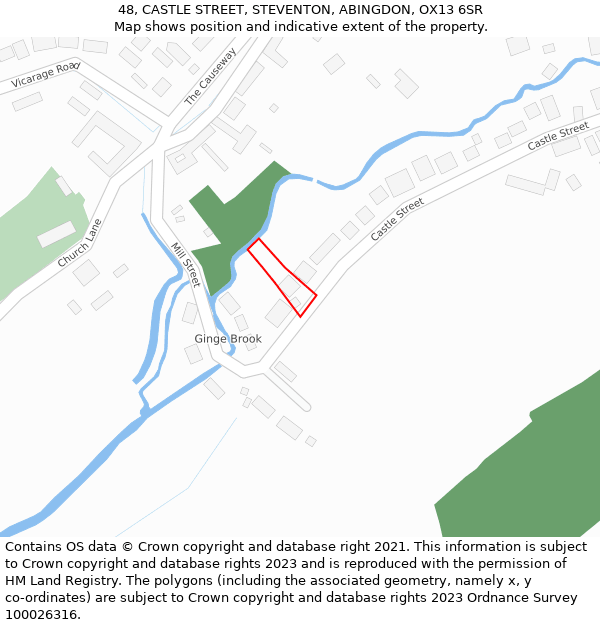 48, CASTLE STREET, STEVENTON, ABINGDON, OX13 6SR: Location map and indicative extent of plot