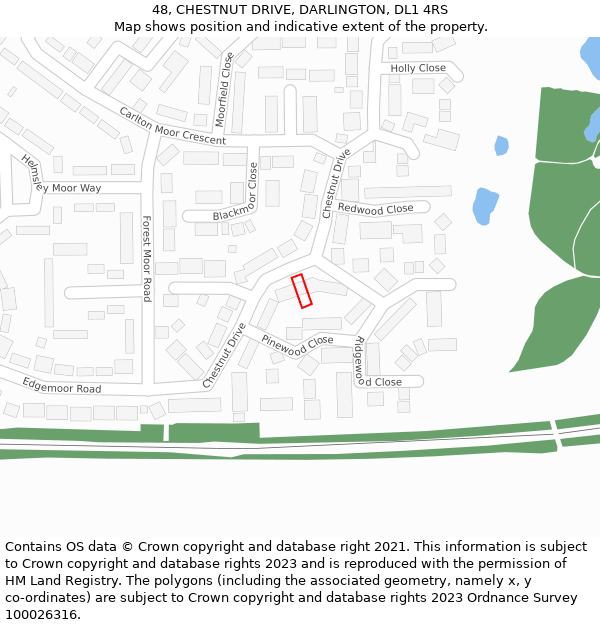 48, CHESTNUT DRIVE, DARLINGTON, DL1 4RS: Location map and indicative extent of plot