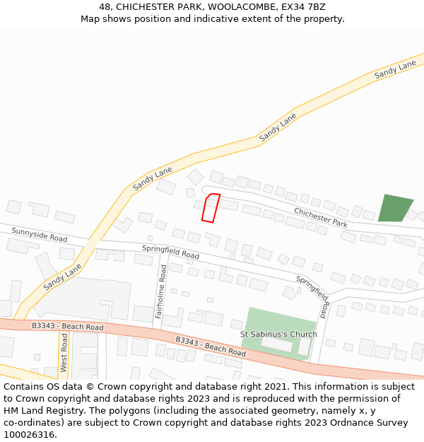 48, CHICHESTER PARK, WOOLACOMBE, EX34 7BZ: Location map and indicative extent of plot