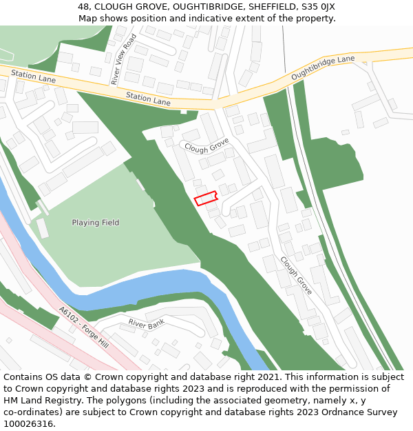 48, CLOUGH GROVE, OUGHTIBRIDGE, SHEFFIELD, S35 0JX: Location map and indicative extent of plot