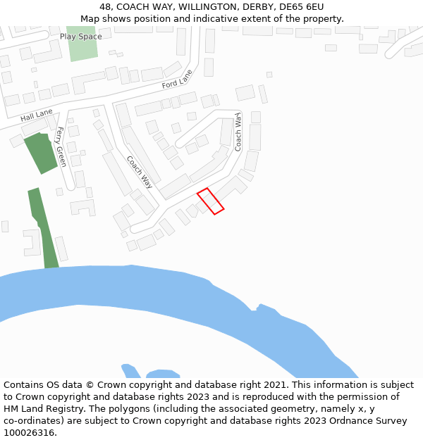 48, COACH WAY, WILLINGTON, DERBY, DE65 6EU: Location map and indicative extent of plot