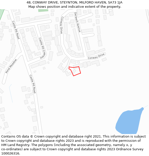 48, CONWAY DRIVE, STEYNTON, MILFORD HAVEN, SA73 1JA: Location map and indicative extent of plot