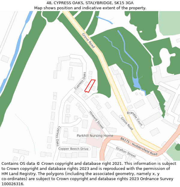 48, CYPRESS OAKS, STALYBRIDGE, SK15 3GA: Location map and indicative extent of plot