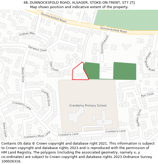 48, DUNNOCKSFOLD ROAD, ALSAGER, STOKE-ON-TRENT, ST7 2TJ: Location map and indicative extent of plot