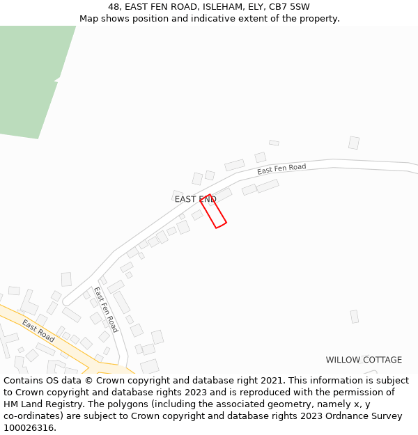 48, EAST FEN ROAD, ISLEHAM, ELY, CB7 5SW: Location map and indicative extent of plot