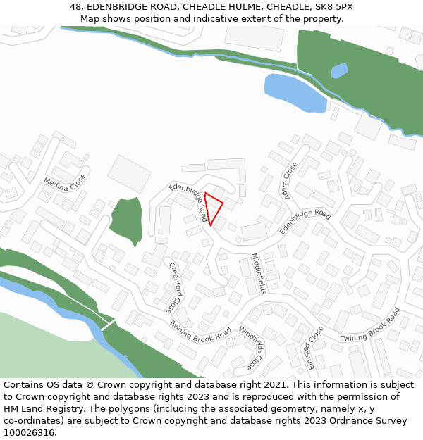48, EDENBRIDGE ROAD, CHEADLE HULME, CHEADLE, SK8 5PX: Location map and indicative extent of plot