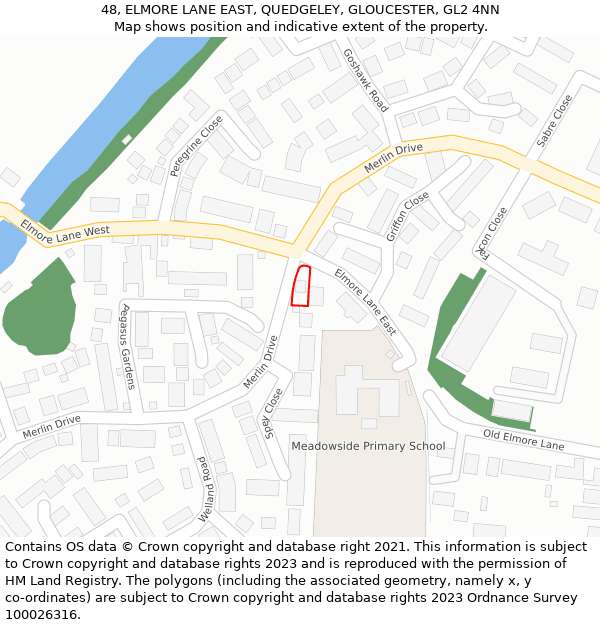 48, ELMORE LANE EAST, QUEDGELEY, GLOUCESTER, GL2 4NN: Location map and indicative extent of plot