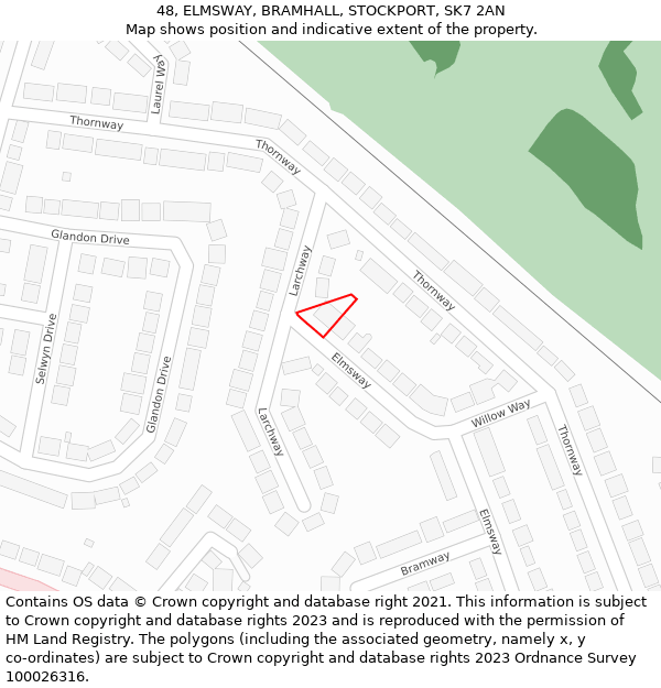 48, ELMSWAY, BRAMHALL, STOCKPORT, SK7 2AN: Location map and indicative extent of plot