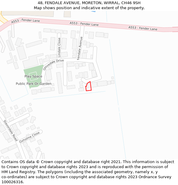 48, FENDALE AVENUE, MORETON, WIRRAL, CH46 9SH: Location map and indicative extent of plot