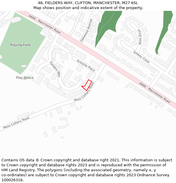 48, FIELDERS WAY, CLIFTON, MANCHESTER, M27 6SL: Location map and indicative extent of plot