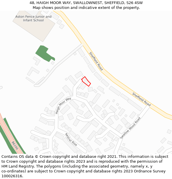 48, HAIGH MOOR WAY, SWALLOWNEST, SHEFFIELD, S26 4SW: Location map and indicative extent of plot