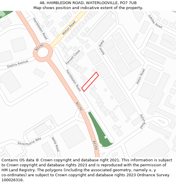 48, HAMBLEDON ROAD, WATERLOOVILLE, PO7 7UB: Location map and indicative extent of plot