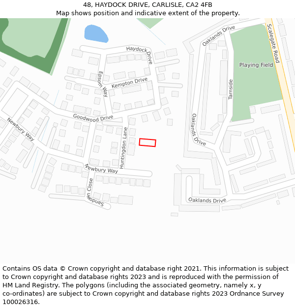 48, HAYDOCK DRIVE, CARLISLE, CA2 4FB: Location map and indicative extent of plot