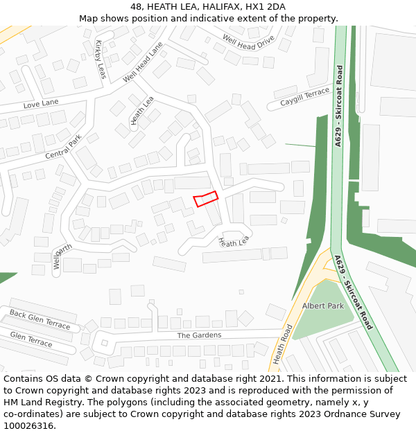 48, HEATH LEA, HALIFAX, HX1 2DA: Location map and indicative extent of plot