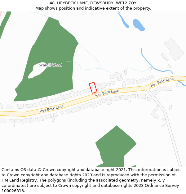 48, HEYBECK LANE, DEWSBURY, WF12 7QY: Location map and indicative extent of plot