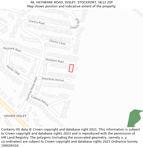 48, HEYSBANK ROAD, DISLEY, STOCKPORT, SK12 2DF: Location map and indicative extent of plot