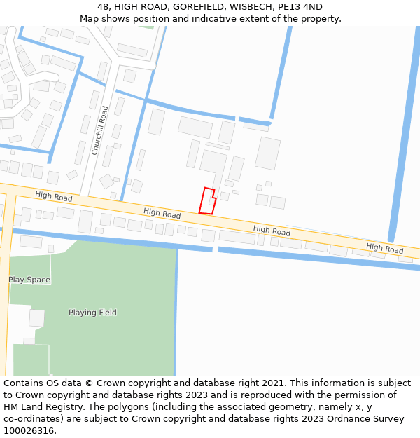 48, HIGH ROAD, GOREFIELD, WISBECH, PE13 4ND: Location map and indicative extent of plot