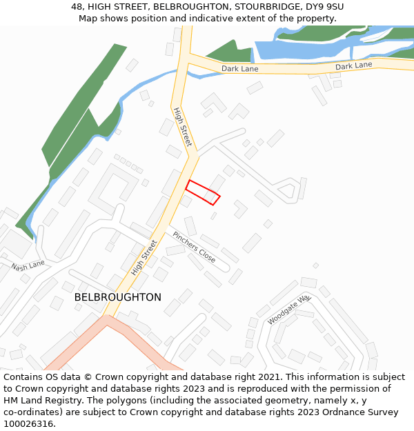 48, HIGH STREET, BELBROUGHTON, STOURBRIDGE, DY9 9SU: Location map and indicative extent of plot