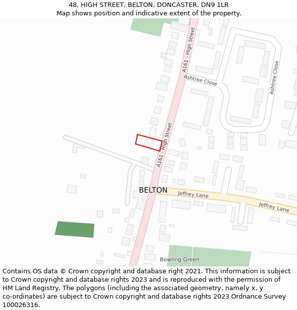 48, HIGH STREET, BELTON, DONCASTER, DN9 1LR: Location map and indicative extent of plot