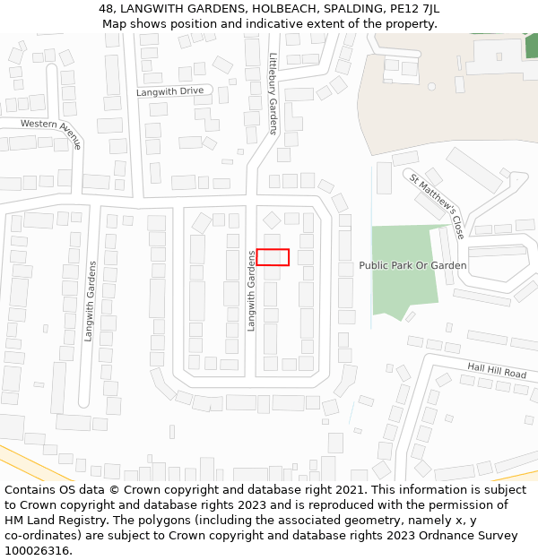 48, LANGWITH GARDENS, HOLBEACH, SPALDING, PE12 7JL: Location map and indicative extent of plot