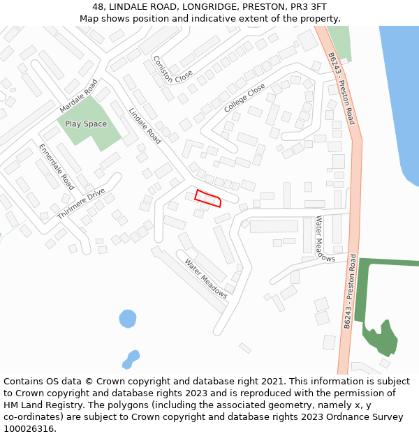 48, LINDALE ROAD, LONGRIDGE, PRESTON, PR3 3FT: Location map and indicative extent of plot