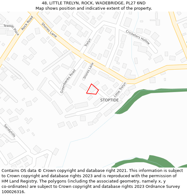 48, LITTLE TRELYN, ROCK, WADEBRIDGE, PL27 6ND: Location map and indicative extent of plot