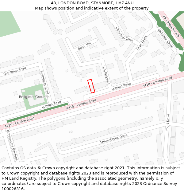 48, LONDON ROAD, STANMORE, HA7 4NU: Location map and indicative extent of plot