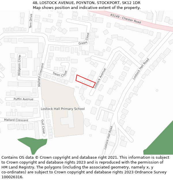 48, LOSTOCK AVENUE, POYNTON, STOCKPORT, SK12 1DR: Location map and indicative extent of plot