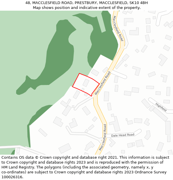 48, MACCLESFIELD ROAD, PRESTBURY, MACCLESFIELD, SK10 4BH: Location map and indicative extent of plot