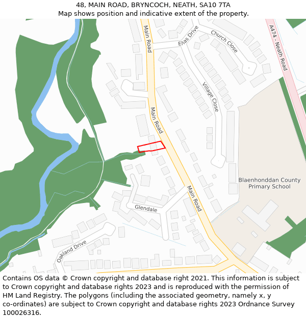 48, MAIN ROAD, BRYNCOCH, NEATH, SA10 7TA: Location map and indicative extent of plot