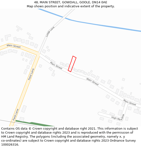 48, MAIN STREET, GOWDALL, GOOLE, DN14 0AE: Location map and indicative extent of plot