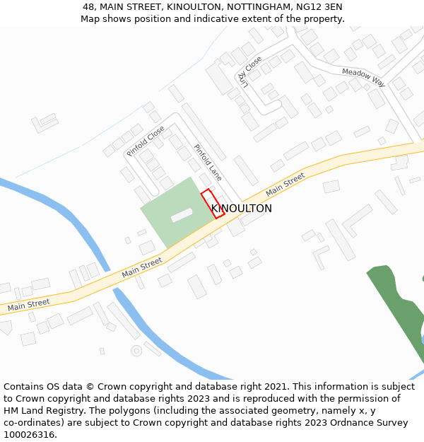 48, MAIN STREET, KINOULTON, NOTTINGHAM, NG12 3EN: Location map and indicative extent of plot