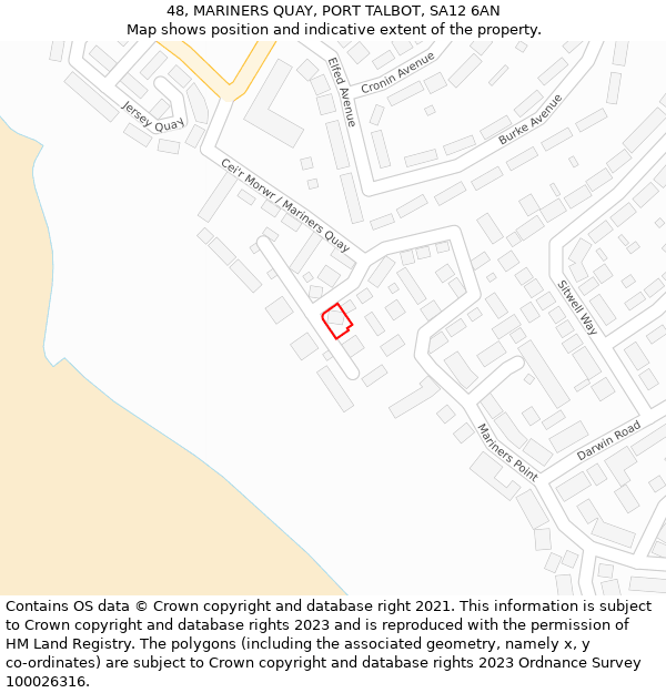 48, MARINERS QUAY, PORT TALBOT, SA12 6AN: Location map and indicative extent of plot