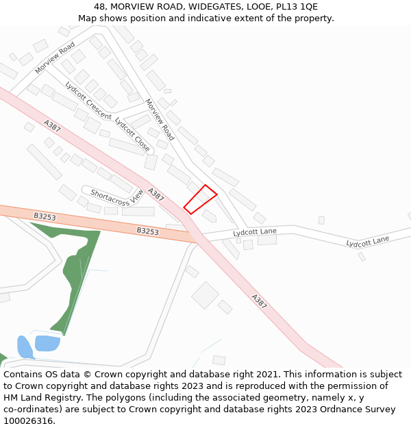 48, MORVIEW ROAD, WIDEGATES, LOOE, PL13 1QE: Location map and indicative extent of plot