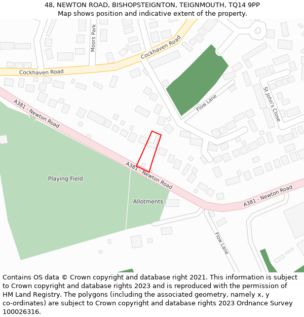 48, NEWTON ROAD, BISHOPSTEIGNTON, TEIGNMOUTH, TQ14 9PP: Location map and indicative extent of plot
