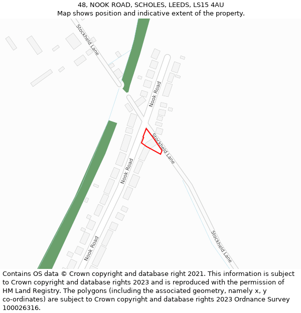 48, NOOK ROAD, SCHOLES, LEEDS, LS15 4AU: Location map and indicative extent of plot